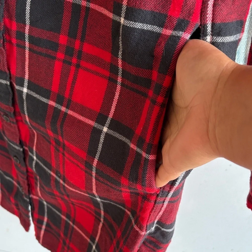 Ralph Lauren Red and Black Plaid Button-Up Shirt dress